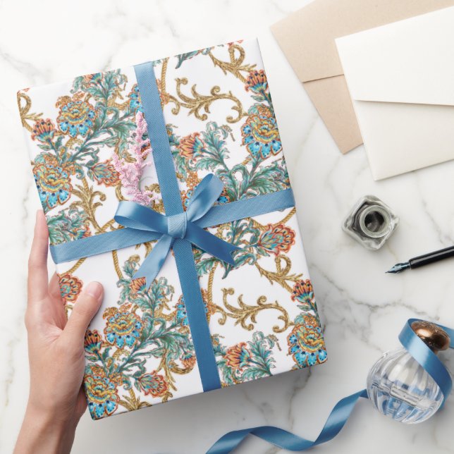 Baroque Golden Floral Elegant  Wrapping Paper (Gifting)