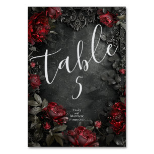 Baroque Gothic Peonies Table Number