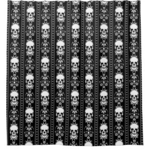 Baroque Gothic Skull Stripe Shower Curtain