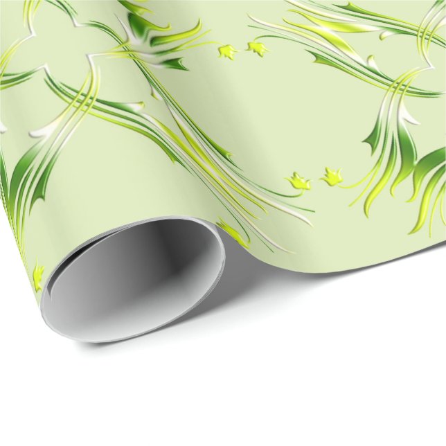 Baroque Green Lime Wrapping Paper (Roll Corner)