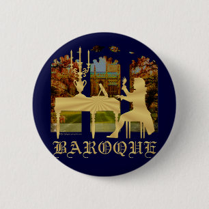 Baroque harpsichord 6 cm round badge