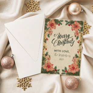 Baroque Holly Christmas Holiday Card