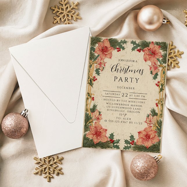 Baroque Holly Christmas Invitation (Creator Uploaded)