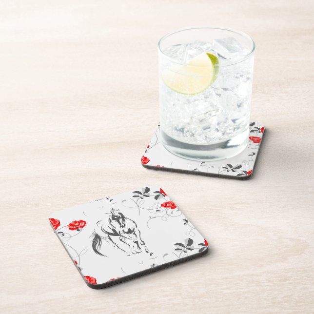 Baroque Horse Cork-Backed Coasters (Right Side)