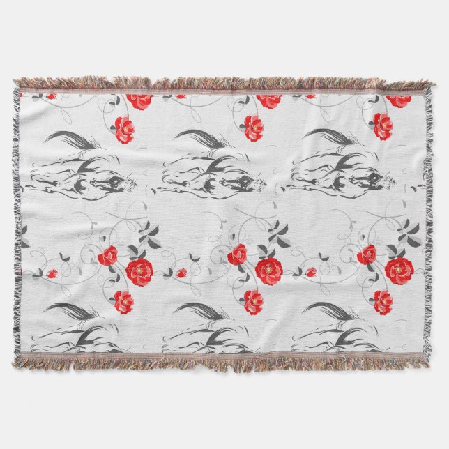 Baroque Horse Throw Blanket (Front)