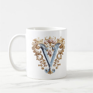 Baroque Initial 'V' Mug for a Coffee Princess