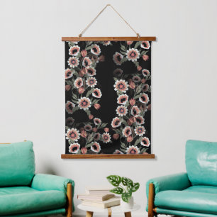 Baroque-Inspired Botanical Soft Pinks and Greens Hanging Tapestry