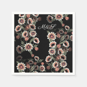 Baroque-Inspired Botanical Soft Pinks and Greens Napkin