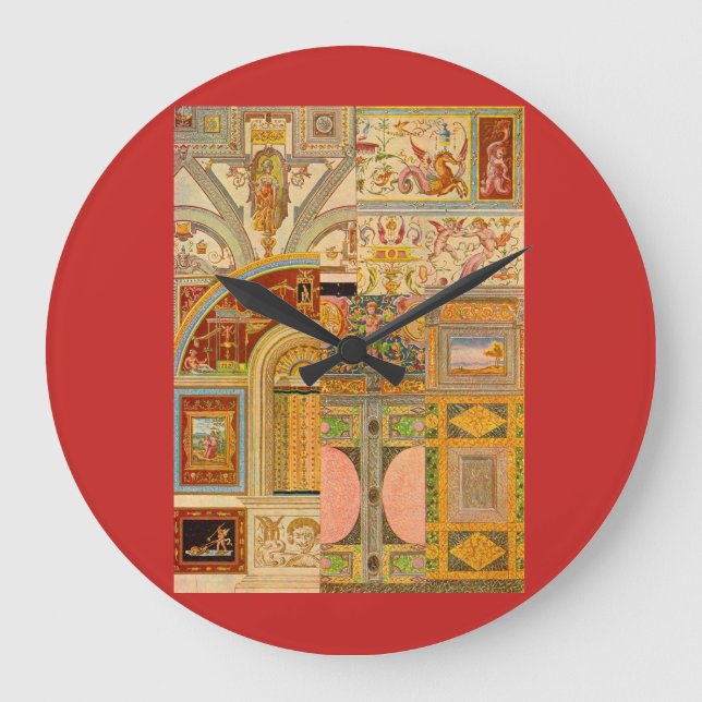 baroque Italian motifs collage Large Clock (Front)