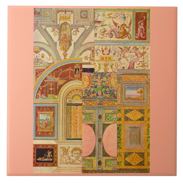 baroque Italian motifs collage Tile (Front)