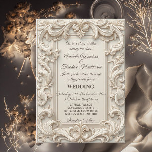 Baroque Ivory Grandeur Acanthus Swirl Luxe Wedding Invitation