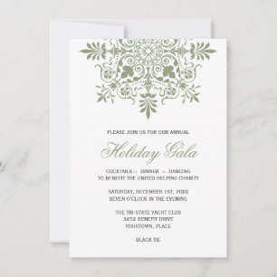 Baroque Jade Ornamental Holiday Gala Invitation