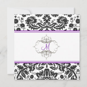Baroque lace damask/neon purple Invitations
