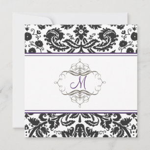 Baroque lace damask/purple Invitations