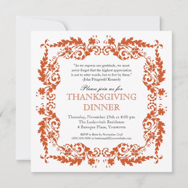 Baroque Leafy Frame Invitation (Front)