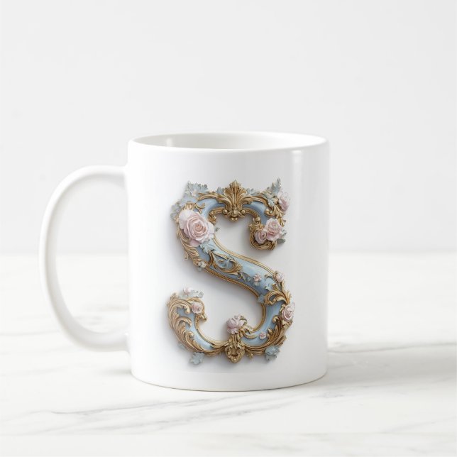 Baroque Letter 'S' Mug for a Coffee Princess (Left)