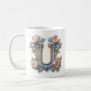 Baroque Letter 'U' Mug for a Coffee Princess