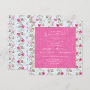 Baroque Marie Antoinette Floral Pastel Pink Roses Invitation