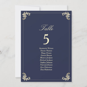 Baroque Navy Blue Gold Wedding Seating Chart