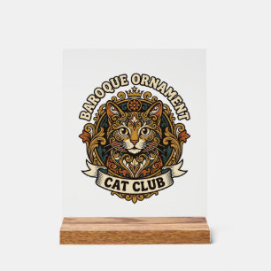 Baroque Ornament Cat Cat Lover Gift - Baroque Orna Acrylic Sign
