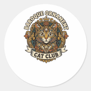 Baroque Ornament Cat Cat Lover Gift - Baroque Orna Classic Round Sticker