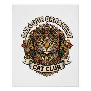 Baroque Ornament Cat Cat Lover Gift - Baroque Orna Poster
