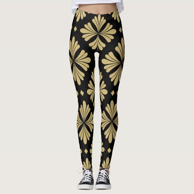 Baroque ornament, floral vintage pattern. leggings (Front)