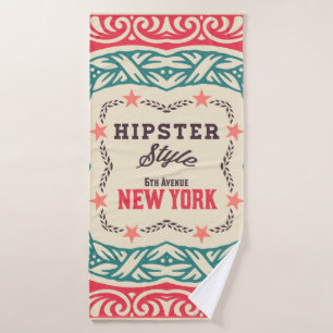 Baroque ornaments and floral details, Hipster card Bath Towel