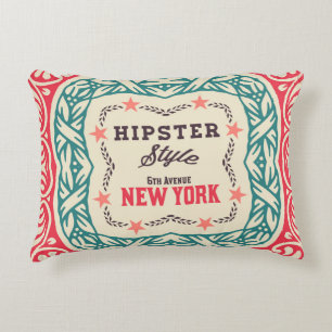 Baroque ornaments and floral details, Hipster card Decorative Cushion