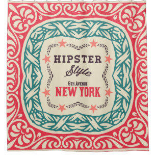 Baroque ornaments and floral details, Hipster card Shower Curtain