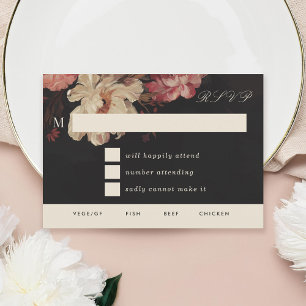 Baroque Painted Floral RSVP Card