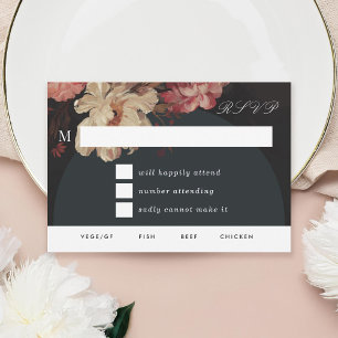 Baroque Painted Floral RSVP Card