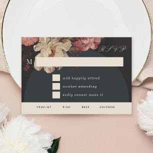 Baroque Painted Floral  RSVP Card
