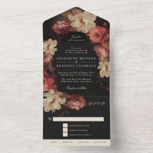 Baroque Painted Floral Wedding All In One Invitation