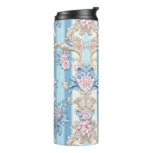 Baroque pastel floral thermal tumbler