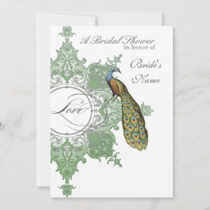 Baroque Peacock Bridal Shower Invite - Spring Gree
