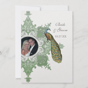 Baroque Peacock Wedding Invitation - Spring Green