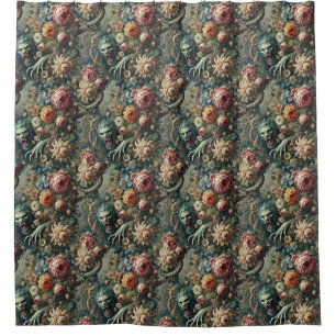 Baroque Peril – Gothic Floral Shower Curtain
