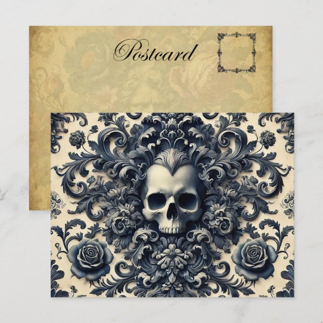 Baroque Punk – Gothic Skull  Holiday Postcard (Front/Back)