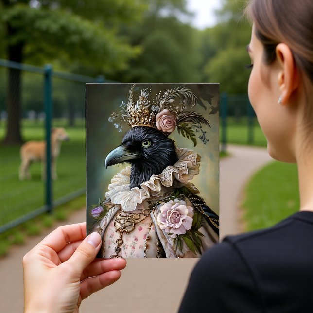Baroque Raven Royal Queen Portrait Design Postcard (Creator Uploaded)