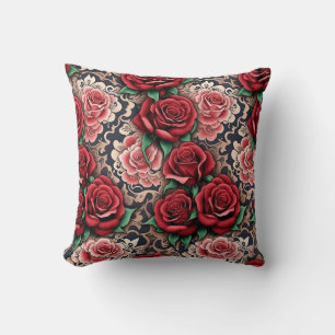 baroque red roses cushion