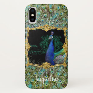 Baroque Roccoco Elegant Peacock w Vintage Scrolls Case-Mate iPhone Case