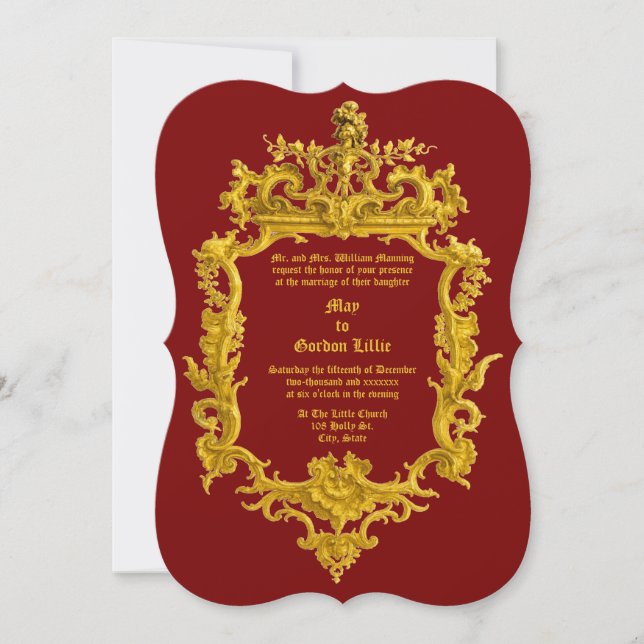 Baroque Rococo 18th Century Color Dragon Border Invitation (Front)