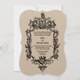 Baroque Rococo 18th Century Dragon Rocaille Border Invitation