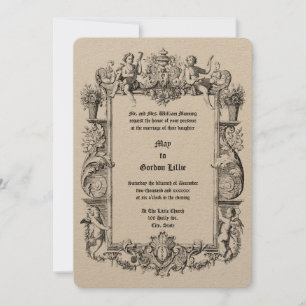 Baroque Rococo Cherubs 17th Century Frame Border Invitation