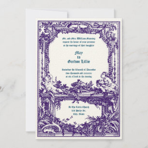 Baroque Rococo Cherubs Floral Wedding Altar Frame Invitation