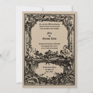 Baroque Rococo Cherubs Floral Wedding Altar Frame Invitation
