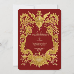 Baroque Rococo Color Cartouche Wedding Invitation