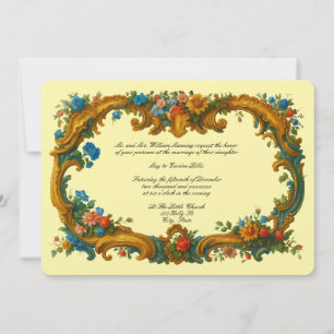 Baroque Rococo Color Floral Border Invitation