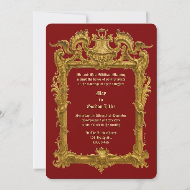 Baroque Rococo Color Frame With Rocaille Volutes  Invitation (Front)